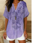 cheap Boho Tops-Women&#039;s Boho Shirt Floral Graphic Bohemia Active Vintage Short Sleeve V Neck Regular Tops Daily Holiday Beach Wear Red Blue Purple Beige Summer Spring