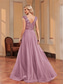 cheap BLUE-A-Line Quinceanera Dresses Elegant Dress Formal Wedding Floor Length Sleeveless V Neck Tulle V Back with Sequin