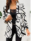 cheap Blazers &amp; Suits-Women&#039;s Blazer Comfortable Breathable Pocket Print Casual Geometric Office Street Casual Daily Wear Open Front Regular Turndown Regular Fit Long Sleeve Outerwear Black White Pink Summer Spring