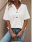 cheap Plain Tops-Women&#039;s Blouse Solid Color Stylish Casual Short Sleeve Hooded Regular Tops Daily Buttons White Navy Blue Green Khaki Summer Spring