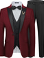 cheap Dinner Party-Men&#039;s Wedding Party Suits Homecoming Suits Tuxedos Burgundy Grape Fashion Formal Solid Colored Standard Fit 3 Piece Single Breasted Two-buttons