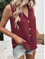 voordelige Effen Tanktop-Dames Hemdje Tanktop Effen Kleur Dagelijks Stijlvol Casual Mouwloos Overhemdkraag Normale tops Dagelijks Knop Zwart Wit Wijn blauw Groen Zomer