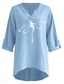 economico Camicie-Per donna Camicie di cotone e lino Libellula Essenziale Casual Manica Lunga Scollo a V Top Regolari Quotidiano Stampato Nero Blu marino Azzurro cielo Estate Autunno