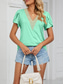 cheap Plain tee-Women&#039;s T Shirt Plain Fashion Stylish Classic Short Sleeve V Neck Regular Tops Daily Weekend Patchwork Light Green Blue Green Gray Summer Spring