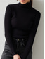cheap Solid Colors-Women&#039;s Blouse Solid Color Tropical Stylish Casual Long Sleeve Turtleneck Regular Tops Daily Black White Pink Wine Khaki Spring Fall Winter