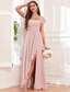 baratos Vestidos para Convidadas de Casamento-Vestidos de casamento vestidos de noiva em A decote quadrado manga curta comprimento de chão vestidos de chiffon para noivas com pregas cor sólida