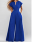 cheap Casual Jumpsuits-Women&#039;s Normal Jumpsuit Elegant Solid Color Short Sleeve V Neck Pocket High Waist Vacation Daily Regular Fit Black Blue Green Summer