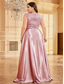 cheap CHAMPAGNE-A-Line Plus Size Dresses Elegant Curve Dress Formal Wedding Floor Length Short Sleeve V Neck Satin Backless with Pleats 2025