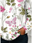 abordables T-shirt Boho-Femmes T-shirt Fleuri Graphique Plantes ancien Élégant Classique manche longue Col en V Encolure en V Hauts Réguliers Quotidien Imprimé Kaki Rose Bleu clair Printemps Automne