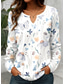 abordables T-shirt Boho-Femmes T-shirt Fleuri Graphique Plantes ancien Élégant Classique manche longue Col en V Encolure en V Hauts Réguliers Quotidien Imprimé Kaki Rose Bleu clair Printemps Automne