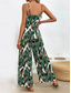 cheap Floral Jumpsuit-Women&#039;s Normal Jumpsuit Active Floral Sleeveless V Neck Backless High Waist Vacation Daily Regular Fit Green Summer