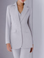cheap Mom&#039;s Pant Suits-Jumpsuit / Pantsuit 3 Piece Pantsuit Mother of the Bride Tailored Jacket Blazer Elegant Vintage Simple Lapel Floor Length Crepe Stretch Fabric Long Sleeve with Buttons