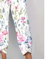 cheap Straight-Leg Pants-Women&#039;s Chinos Baggy Pants Vacation Vintage Ethnic Style Ankle-Length High Waist Floral Graphic Plants Patchwork Drawstring Printing Breathable Micro-elastic Vacation Casual Daily White Light Green