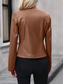 cheap Casual Jackets-Women&#039;s Faux Leather Jacket Casual Jacket Comfortable Breathable Zipper Casual Plain Vacation Street Casual Daily Wear Zipper Short Crewneck Regular Fit Long Sleeve Outerwear Black Brown Apricot
