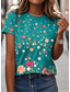 cheap Animals tee-Women&#039;s T Shirt Floral Graphic Vintage Stylish Classic Short Sleeve Crew Neck Round Neck Regular Tops Daily Weekend Print White Light Brown Green Summer Spring