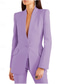 cheap Mom&#039;s Pant Suits-Lavender White Black Two Piece Blazer Pantsuit Mother of the Bride Elegant Vintage Minimalist Lapel Floor Length Stretch Fabric Long Sleeve with Buttons 2025