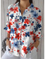 cheap Independence Day Top-Independence Day Women&#039;s Patriotic Fourth of July Shirt Graphic Flag Vintage Tropical Stylish Long Sleeve Shirt Collar Regular Tops Work Daily Buttons Print Black White Blue Sky Blue  Fall