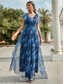 tanie Półformalny / Koktajl-Suknie Quinceanera A-Line Elegancka Suknia Formalna Ślubna Długość do Podłogi Bez Rękawów Dekolt w Kształcie V Chiffon z Kwiatowym Wzorem