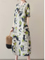 cheap Print Cotton &amp; Linen Dresses-Women&#039;s Maxi Dress Summer Dress Casual Daily Regular Fit Graphic Short Sleeve Crew Neck Gray Summer