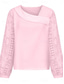 baratos Tops de Renda-Blusas Elegantes de Renda Branca para Mulheres Blusa de Olho Casual Cor Sólida Blusas Regulares Mangas Longas Renda Assimétrica Patchwork Ajuste Regular Roupas Diárias Preto Branco Rosa Românticas