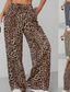cheap Wide Leg &amp; High Waisted-Women&#039;s Wide Leg Chinos Vacation Vintage Streetwear Full Length High Waist Leopard Pocket Elastic Waistband Printing Comfy Soft Comfortable Micro-elastic Outdoor Street Apricot Coffee Gray Summer