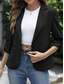 cheap Blazers &amp; Suits-Women&#039;s Blazer Comfortable Breathable Pocket Casual Plain Office Street Casual Daily Wear Single Breasted Regular Turndown Regular Fit Long Sleeve Outerwear Black White Red Spring Fall