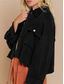 abordables Chaquetas camiseras-Mujer Chaqueta casual Cómodo Transpirable Bolsillo Botones Casual Plano Vacaciones Calle Casual Ropa Cotidiana Botonadura Simple Corto Cuello Vuelto Ajuste regular Manga Larga Ropa de calle Negro