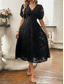 cheap Plain Dress-Women&#039;s Midi Dress A Line Dress Vacation Casual Boho Outdoor Going out Beach Loose Fit Solid Color Long Sleeve V Neck Black Red Blue Brown Summer Spring