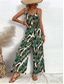 cheap Floral Jumpsuit-Women&#039;s Normal Jumpsuit Active Floral Sleeveless V Neck Backless High Waist Vacation Daily Regular Fit Green Summer