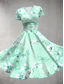 abordables Robes fleuries-Femmes Robe Midi Robe d&#039;été Robe ajustée et évasée Fête Occasionnel Quotidien Fête Coupe régulière Fleuri Graphique Manche Courte Col en V Rose Claire Bleu Violet Vert Été
