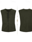 voordelige Gilets-Voor heren Vest Buiten Dagelijks Vintage Lente Herfst Veters Polyester Comfortabel Effen V-hals Normale pasvorm Donker Bruin Zwart Rood Licht Bruin Hesje