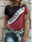 cheap Stripe&amp;Geometric tee-Music Festival Women&#039;s T Shirt Graphic Geometric Vintage Stylish Classic Short Sleeve Crew Neck Round Neck Regular Tops Daily Weekend Print Black+White+Gray Red Blue Purple Green Summer Spring