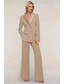cheap Mom&#039;s Pant Suits-Pantsuit Mother of the Bride  Tuxedo  Wedding Guest Elegant Ankle Length Long Sleeve with Buttons Solid Color free custom size