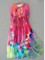 preiswerte Streifen- und geometrisches Kleid-Damen Midikleid Shiftkleid Lässig Täglich Normale Passform Grafik Geometrisch Halbarm Revers Rosa Blau Grün Sommer Frühling