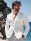 cheap Men&#039;s Classic Blazers-Men&#039;s Linen Blazer Sport Coat Casual Daily Vacation Fashion Summer Spring Linen Cotton And Linen Solid Color Comfy Single Breasted Two-button Blazer White Beige