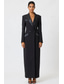 billige Tuxedokjoler-Dame Smokingkjole Linjeform Formell Bryllupsgjest Elegant Langermet Ankellengde Splittet lår Peak Lapel Enkeltkneppet