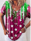 cheap Independence Day Top-Women&#039;s Patriotic  T Shirt Graphic Flag Stylish Casual Short Sleeve V Neck Regular Tops Daily Print Royal Blue Blue Fuchsia Green Summer Spring