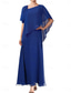 cheap Floor Length-A-Line Mother of the Bride Dress Elegant Simple Square Neck Ankle Length Chiffon Short Sleeve with Solid Color