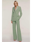 cheap Mom&#039;s Pant Suits-Pantsuit Mother of the Bride  Tuxedo  Wedding Guest Elegant Ankle Length Long Sleeve with Buttons Solid Color free custom size