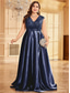 cheap CHAMPAGNE-A-Line Plus Size Dresses Elegant Curve Dress Formal Wedding Floor Length Short Sleeve V Neck Satin Backless with Pleats 2025