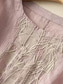 cheap Shirts-Women&#039;s Cotton Linen Shirts Solid Color Elegant Stylish Basic Short Sleeve Crew Neck Regular Tops Daily Embroidered Pink Purple Apricot Summer Spring