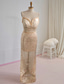 preiswerte Sekt-Schlauchkleid Abendkleid Vintage Kleid Karneval Formell Bodenlang Ärmellos Herzförmiger Ausschnitt Paillettenbesetzt mit Glitzer 2025