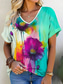 cheap Floral tee-Women&#039;s T Shirt Floral Graphic Vintage Stylish Modern Short Sleeve V Neck Regular Tops Daily Print Pink Fuchsia Green Summer Spring