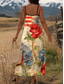 ieftine Rochie de Ziua Independenței-Rochie Maxi Patriaotică pentru Ziua Independenței a Femeilor a Patru Iulie Rochie A Line Rochie Slip Vacanță Casual Sărbătoare Grafică Drapel American Fără Mâneci V Gât Curea Spaghete Galben Deschis