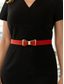 abordables Ceinture pour femme-Ceinture élastique à nœud papillon pour femme – Ceinture en similicuir avec boucle en métal, style skinny élégant pour le bureau, les fêtes ou les tenues formelles