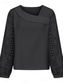 baratos Tops de Renda-Blusas Elegantes de Renda Branca para Mulheres Blusa de Olho Casual Cor Sólida Blusas Regulares Mangas Longas Renda Assimétrica Patchwork Ajuste Regular Roupas Diárias Preto Branco Rosa Românticas