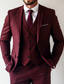 cheap Formal Suits-Men&#039;s Business Suits Burgundy Formal WorkWear Solid Colored Standard Fit 3 Piece Single Breasted Two-buttons