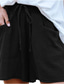 cheap Plain Cotton Linen Pant-Women&#039;s Chinos Shorts Basic Casual Short Medium Waist Plain Pocket Drawstring Comfort Outdoor Micro-elastic Vacation Street Daily Navy Black Beige Summer Spring Regular Fit
