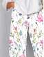 cheap Straight-Leg Pants-Women&#039;s Chinos Baggy Pants Vacation Vintage Ethnic Style Ankle-Length High Waist Floral Graphic Plants Patchwork Drawstring Printing Breathable Micro-elastic Vacation Casual Daily White Light Green