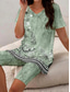 abordables Ensembles courts pour femmes-Femmes Vacances ancien Mode T-shirt Ensembles de Shorts Manche Courte Col en V Fleuri Graphique Imprimé Décontracté Quotidien Vert Claire Pourpre Bleu Marine Été Coupe régulière